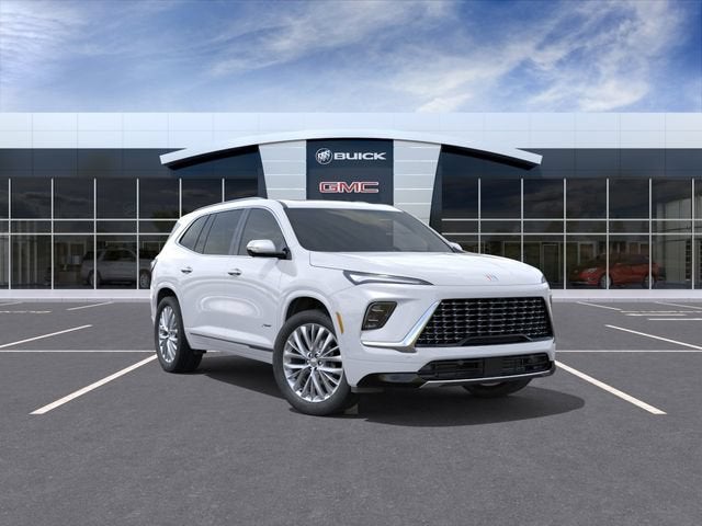 2026 Buick Enclave Avenir in Iridescent White Tricoat — front three-quarter view